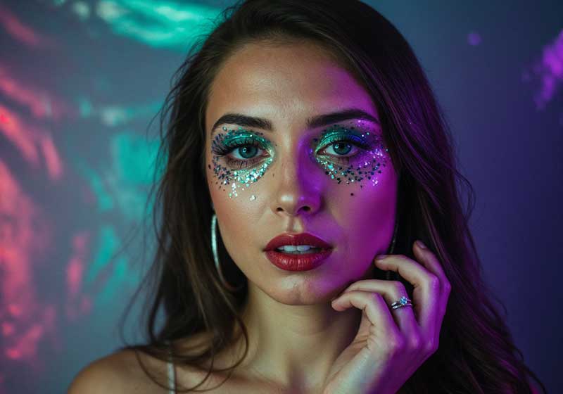 Modelo com maquiagem para festa