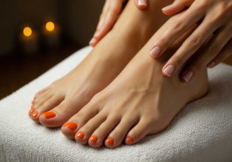 Pés com unhas feitas